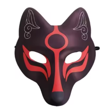 MASQUE NOIR DE RENARD, déguisement de renard, fox mask